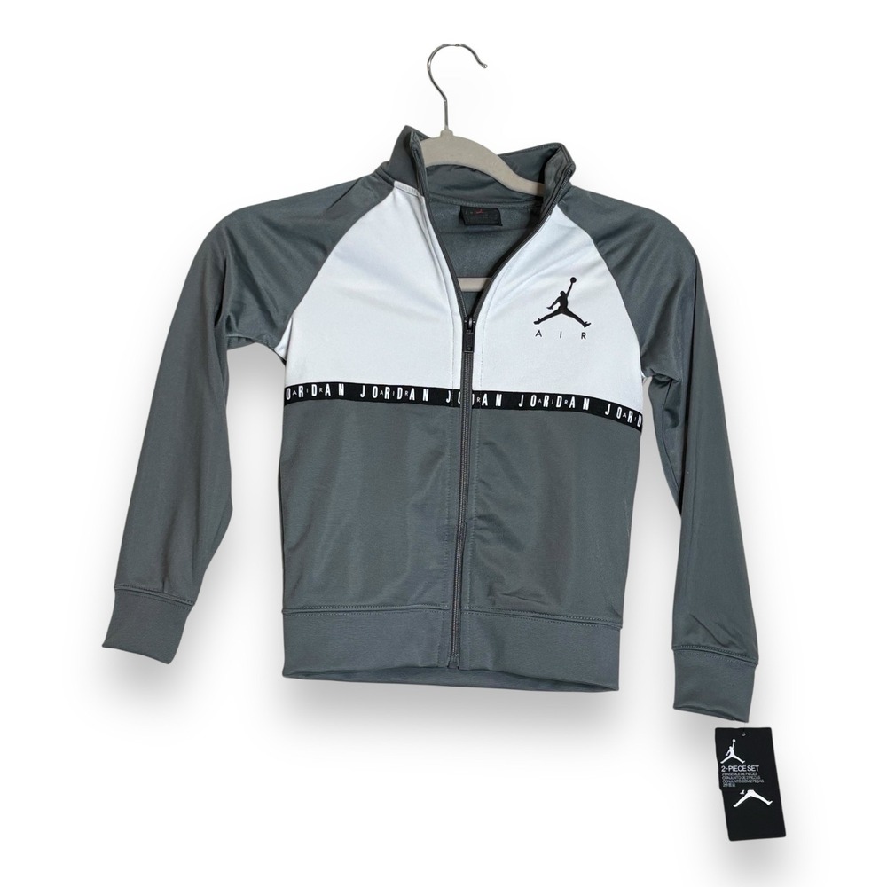 Air Jordan Boys Track Suit Jacket FullZip Size Youth 5-6 Gray Black New